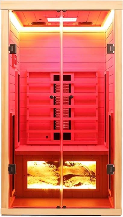 Oversize 1 Person Ceramic Infrared Sauna with red light, 1810W