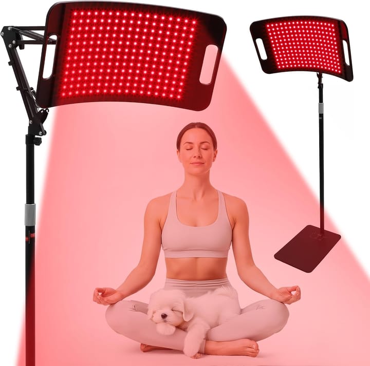 Red light therapy panel, 204 LEDs, adjustable stand