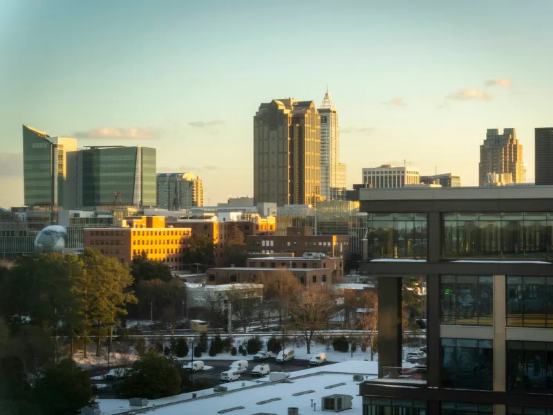 Downtown Raleigh skyline in warm late afternoon light